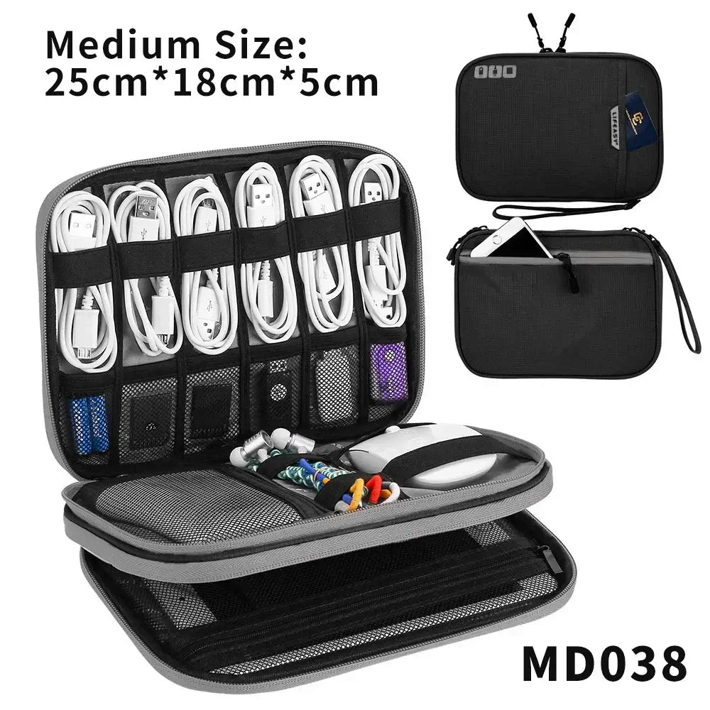Cable Storage Bag Travel Electronics Organizer Portable Digital Gadget Storage Carry Case For Ipad Power Bank USB Charger Pouch