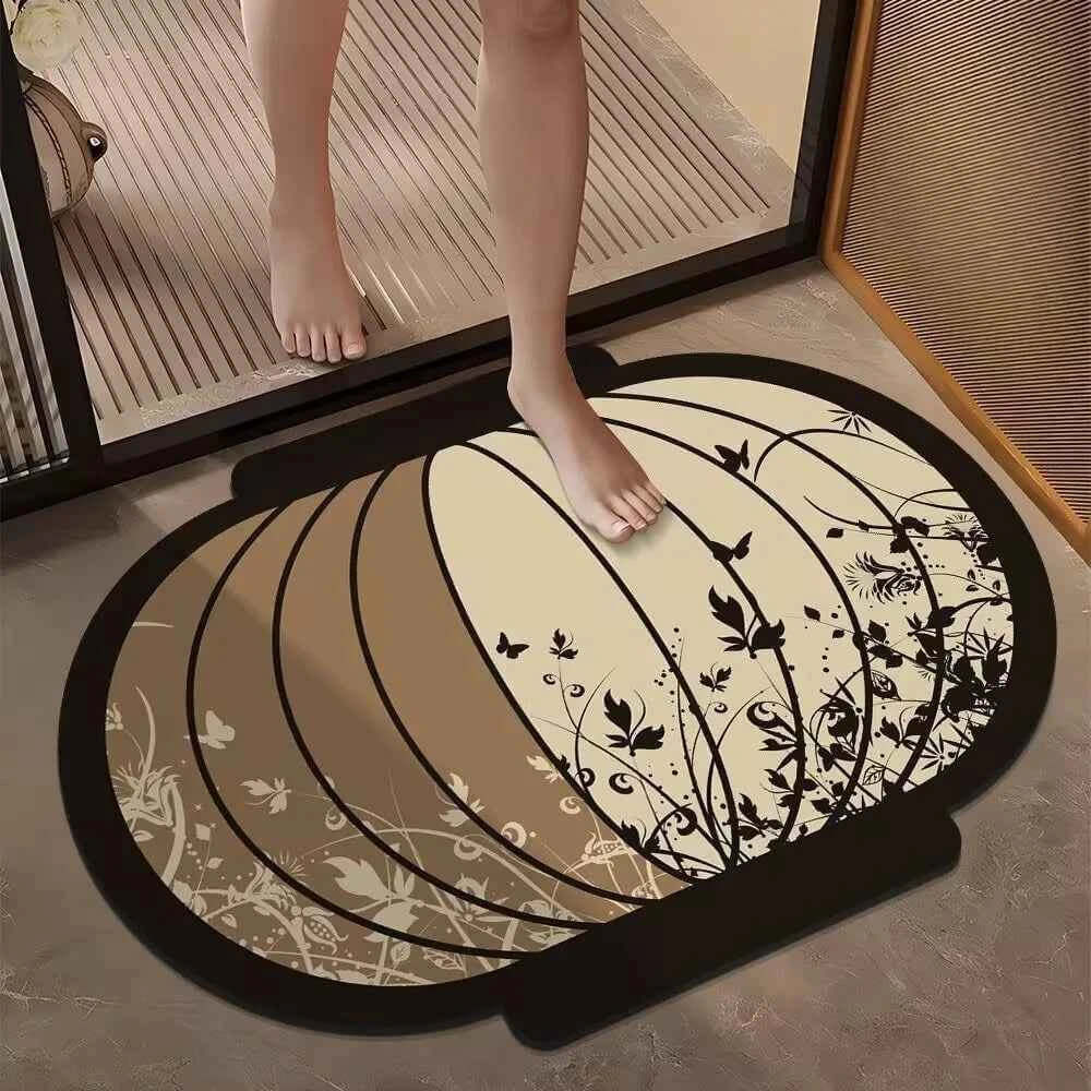 Chinese Style Bathroom Door Mat - Non-Slip Quick Dry Polyester Floor Mat 40×60cm