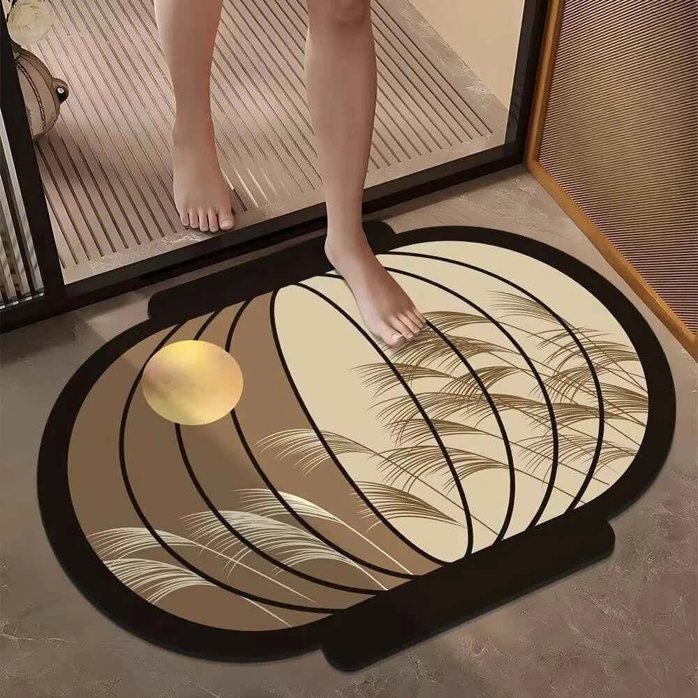 Chinese Style Bathroom Door Mat - Non-Slip Quick Dry Polyester Floor Mat 40×60cm