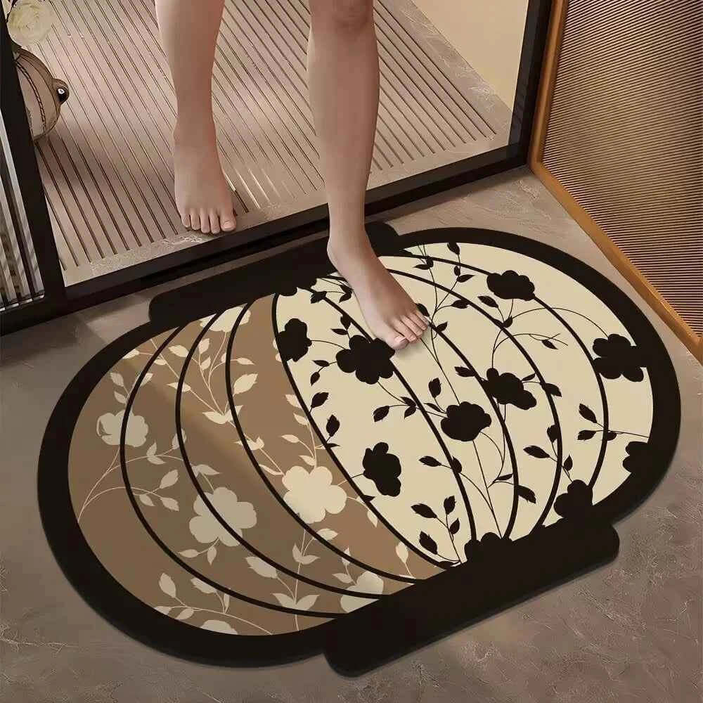 Chinese Style Bathroom Door Mat - Non-Slip Quick Dry Polyester Floor Mat 40×60cm