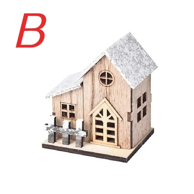 Christmas LED Luminous Wooden House - Merry Christmas Home Decoration & DIY Xmas Tree Ornament Gift
