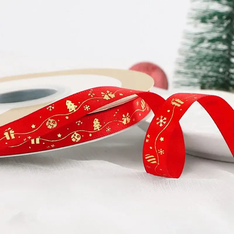 Christmas Ribbon Decoration - 5 Yards Premium Gift Wrapping & Tree Ornament Ribbon
