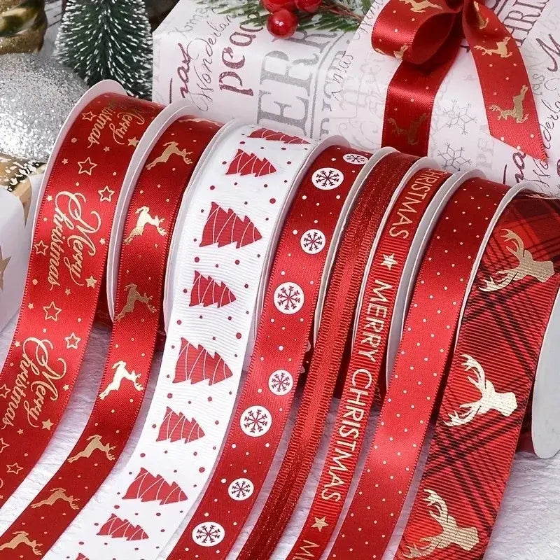 Christmas Ribbon Decoration - 5 Yards Premium Gift Wrapping & Tree Ornament Ribbon