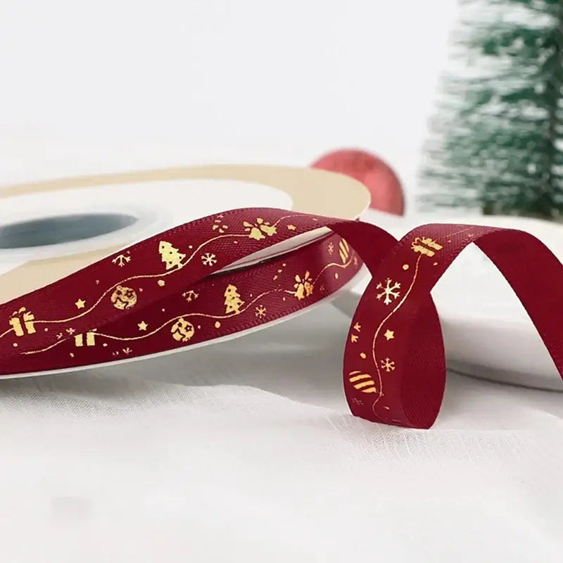 Christmas Ribbon Decoration - 5 Yards Premium Gift Wrapping & Tree Ornament Ribbon