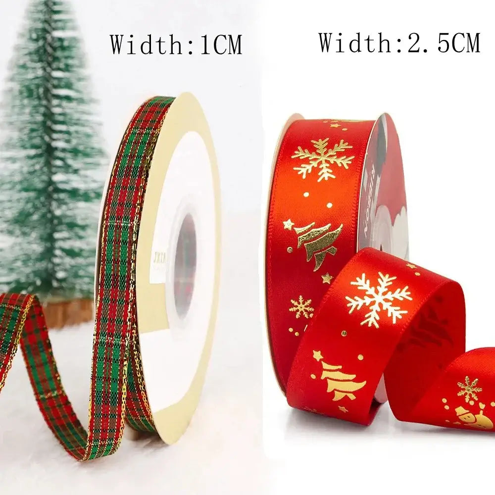 Christmas Ribbon Decoration - 5 Yards Premium Gift Wrapping & Tree Ornament Ribbon