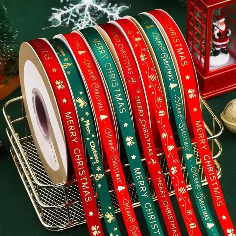 Christmas Ribbon Decoration - 5 Yards Premium Gift Wrapping & Tree Ornament Ribbon