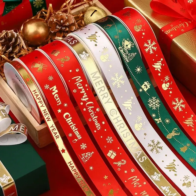 Christmas Ribbon Decoration - 5 Yards Premium Gift Wrapping & Tree Ornament Ribbon
