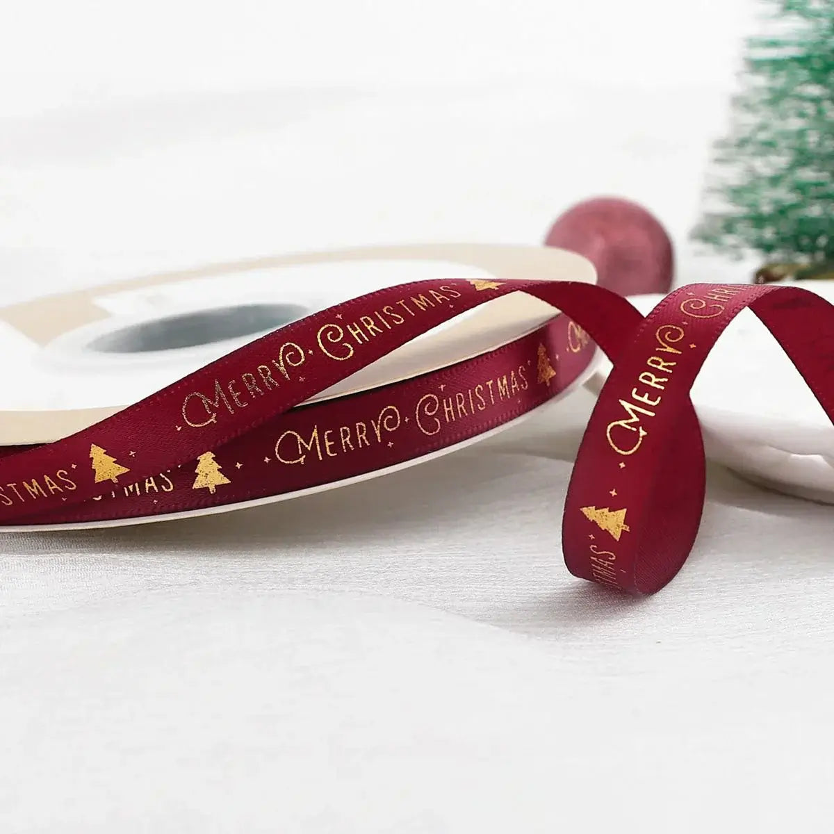 Christmas Ribbon Decoration - 5 Yards Premium Gift Wrapping & Tree Ornament Ribbon