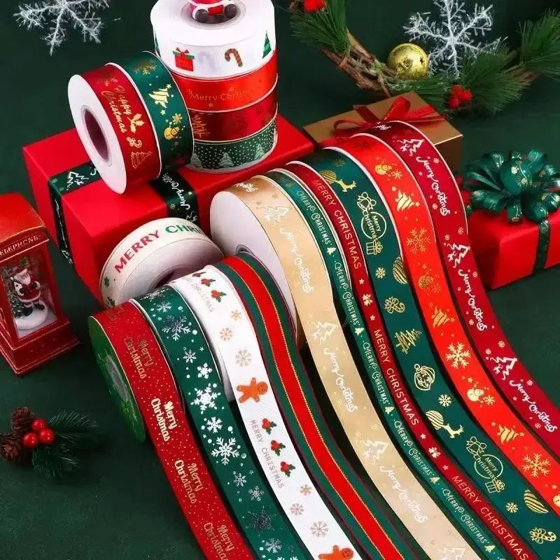 Christmas Ribbon Decoration - 5 Yards Premium Gift Wrapping & Tree Ornament Ribbon