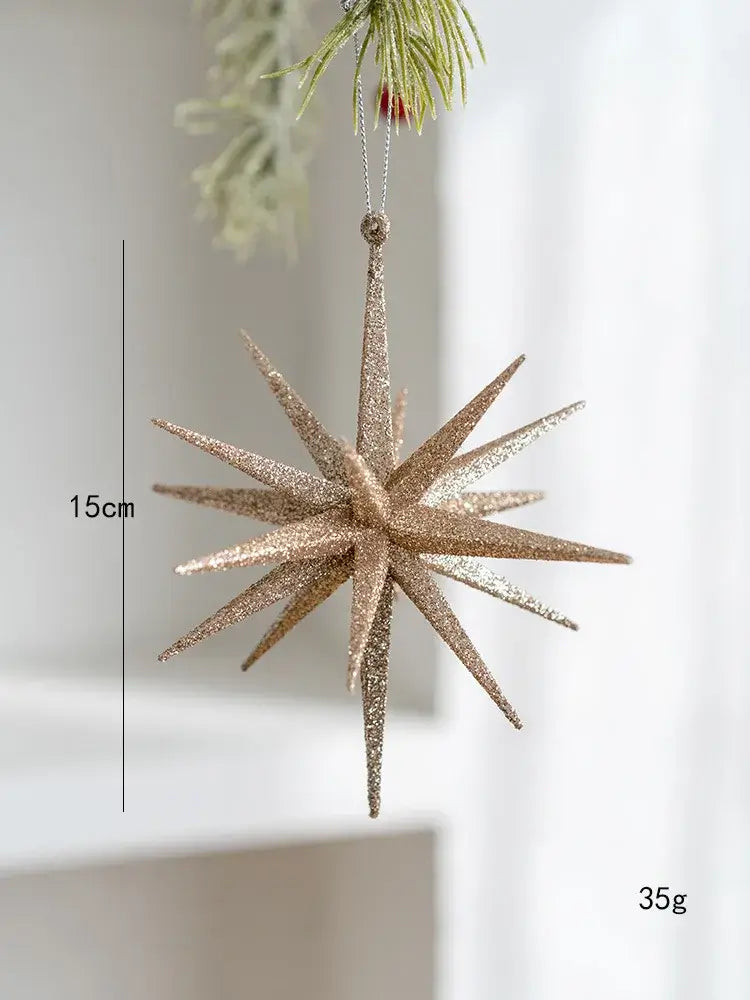 Christmas Star Tree Topper - Champagne & White Exploding Star Hanging Decoration for Xmas & New Year