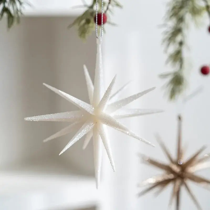 Christmas Star Tree Topper - Champagne & White Exploding Star Hanging Decoration for Xmas & New Year
