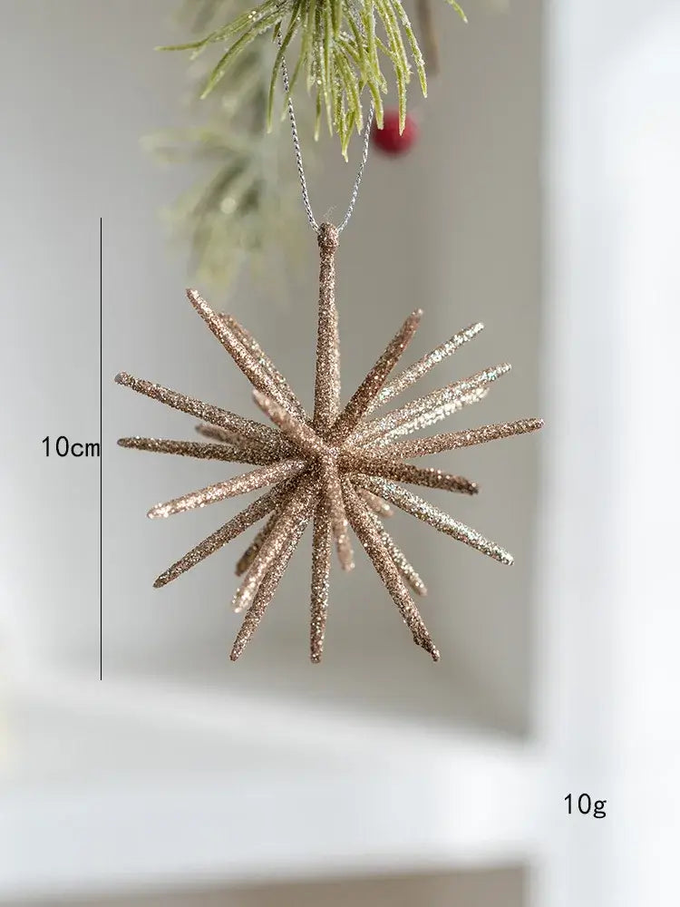Christmas Star Tree Topper - Champagne & White Exploding Star Hanging Decoration for Xmas & New Year