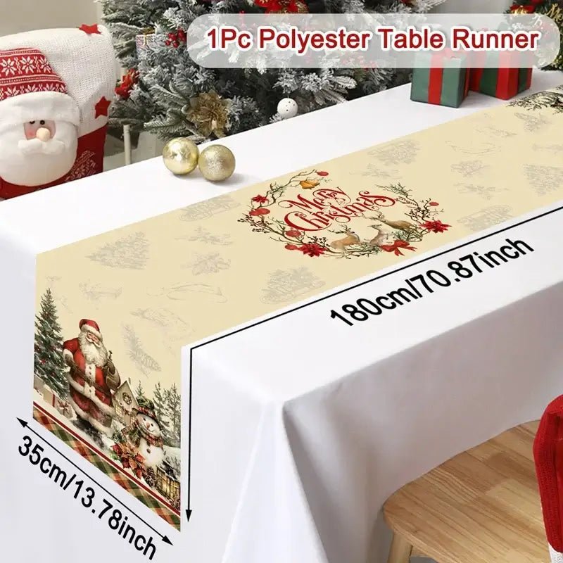 Christmas Table Runner - Merry Christmas Table Decor for Xmas Dining & Home 2025-2026