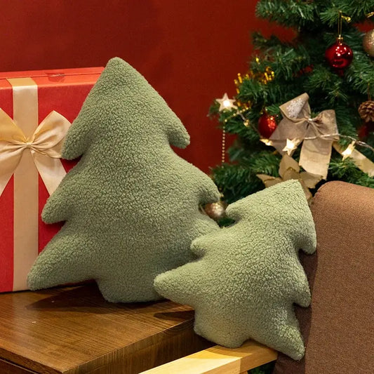 Christmas Tree Plush Pillow - Cute Soft Xmas Stuffed Throw Cushion for Sofa & Home Party Decor