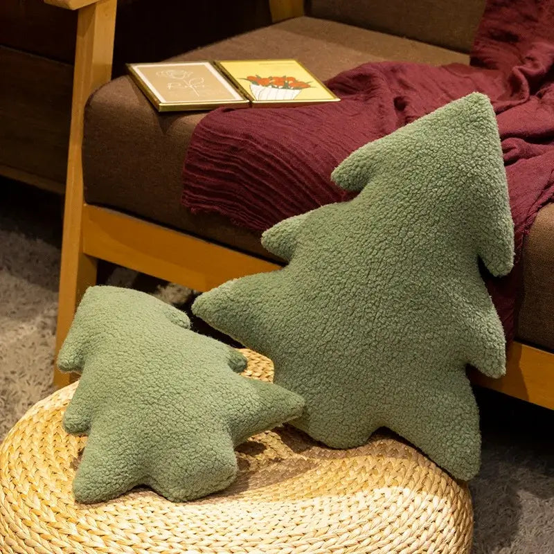 Christmas Tree Plush Pillow - Cute Soft Xmas Stuffed Throw Cushion for Sofa & Home Party Decor