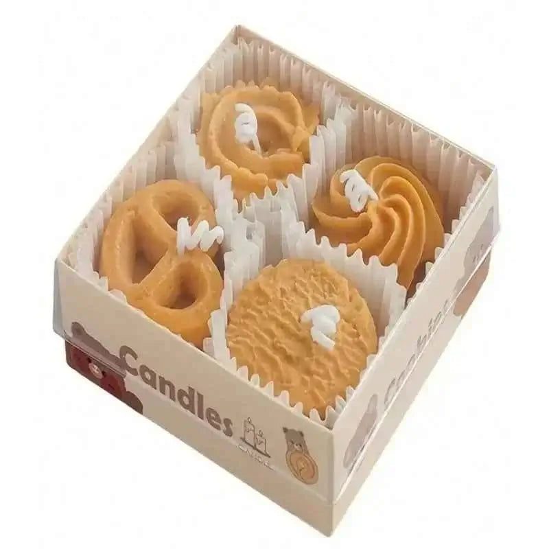 Cookie Scented Candles Gift Box - 4-Pack Biscuit Candles for Holiday Decoration