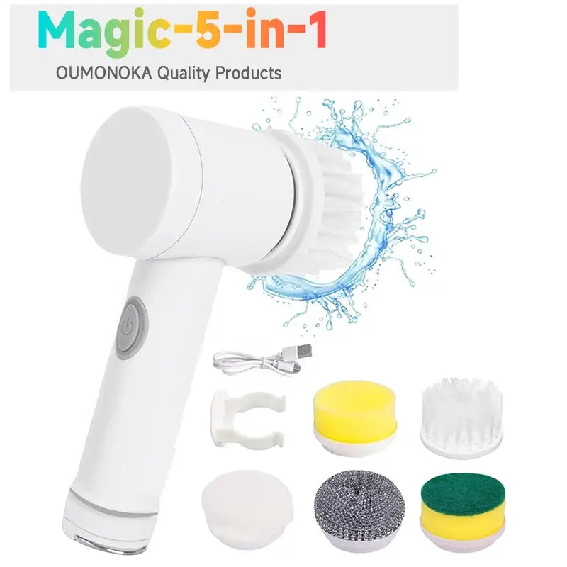 Cordless Electric Spin Scrubber - 5-in-1 Multi-Purpose Cleaning Brush