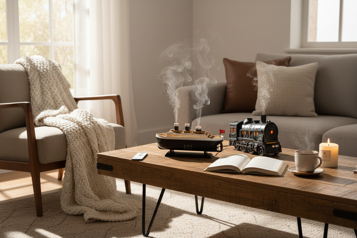 Cozy home lifestyle with boat and train diffusers