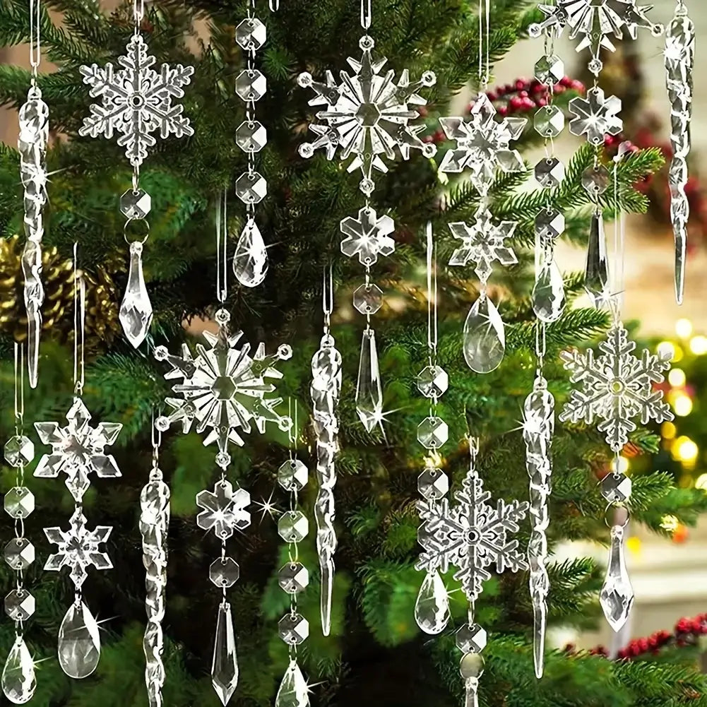 Crystal Christmas Tree Ornaments Set - 3/5/18 Pieces for Xmas Tree & Winter New Year Party Decor
