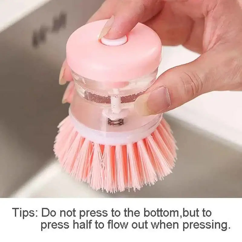 Dish Brush with Soap Dispenser - Press-to-Release Kitchen Cleaning Tool