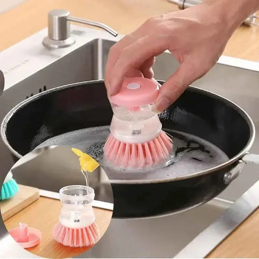 Dish Brush with Soap Dispenser - Press-to-Release Kitchen Cleaning Tool