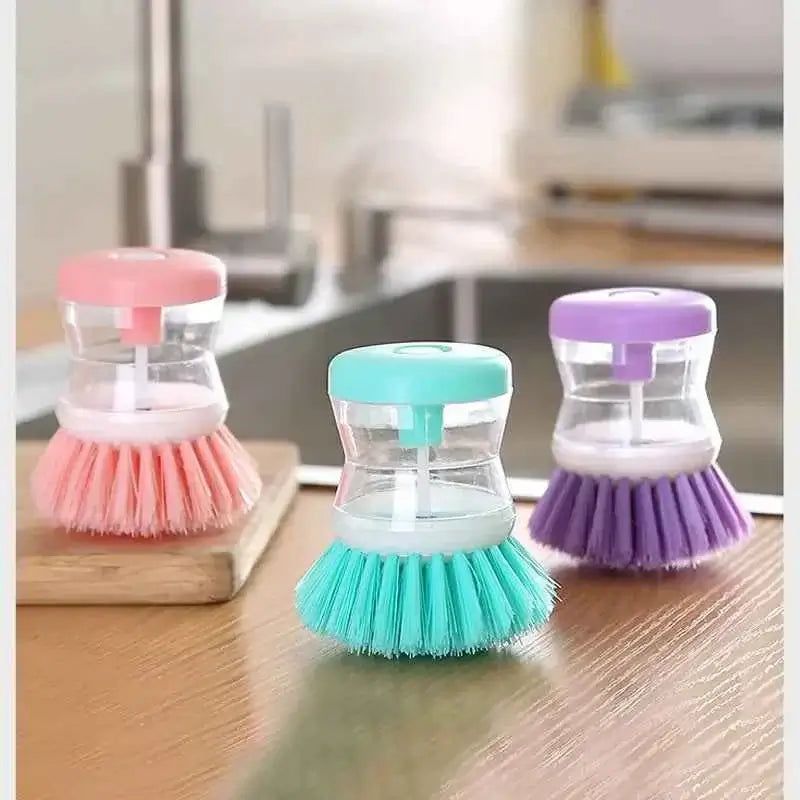 Dish Brush with Soap Dispenser - Press-to-Release Kitchen Cleaning Tool
