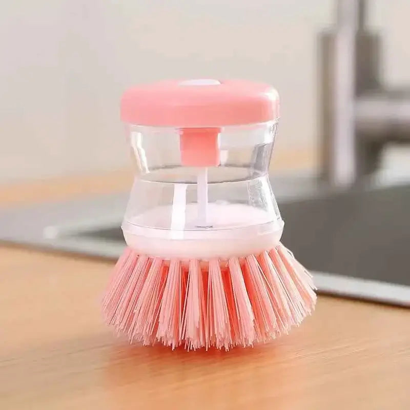 Dish Brush with Soap Dispenser - Press-to-Release Kitchen Cleaning Tool