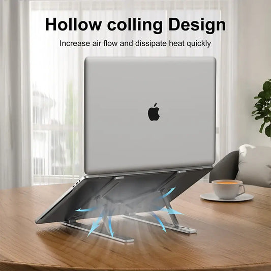 Foldable Aluminum Laptop Stand - Portable Ergonomic Holder for MacBook & PC