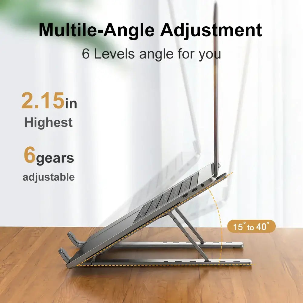 Foldable Aluminum Laptop Stand - Portable Ergonomic Holder for MacBook & PC