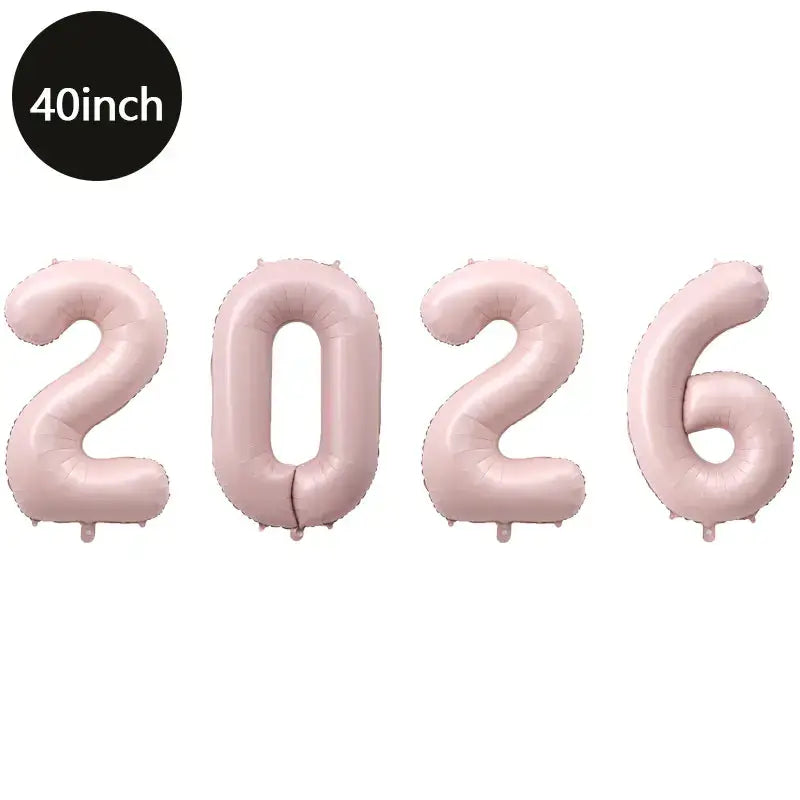 Happy New Year 2026 Number Balloons - Aluminum Foil Balloon Banner Set