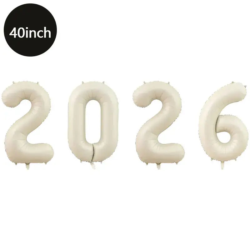 Happy New Year 2026 Number Balloons - Aluminum Foil Balloon Banner Set