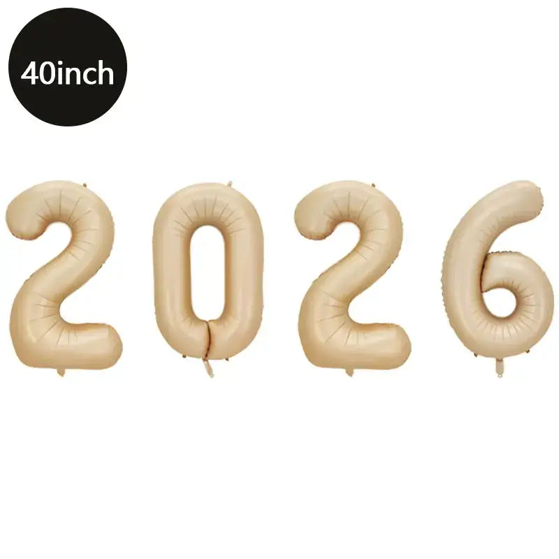 Happy New Year 2026 Number Balloons - Aluminum Foil Balloon Banner Set