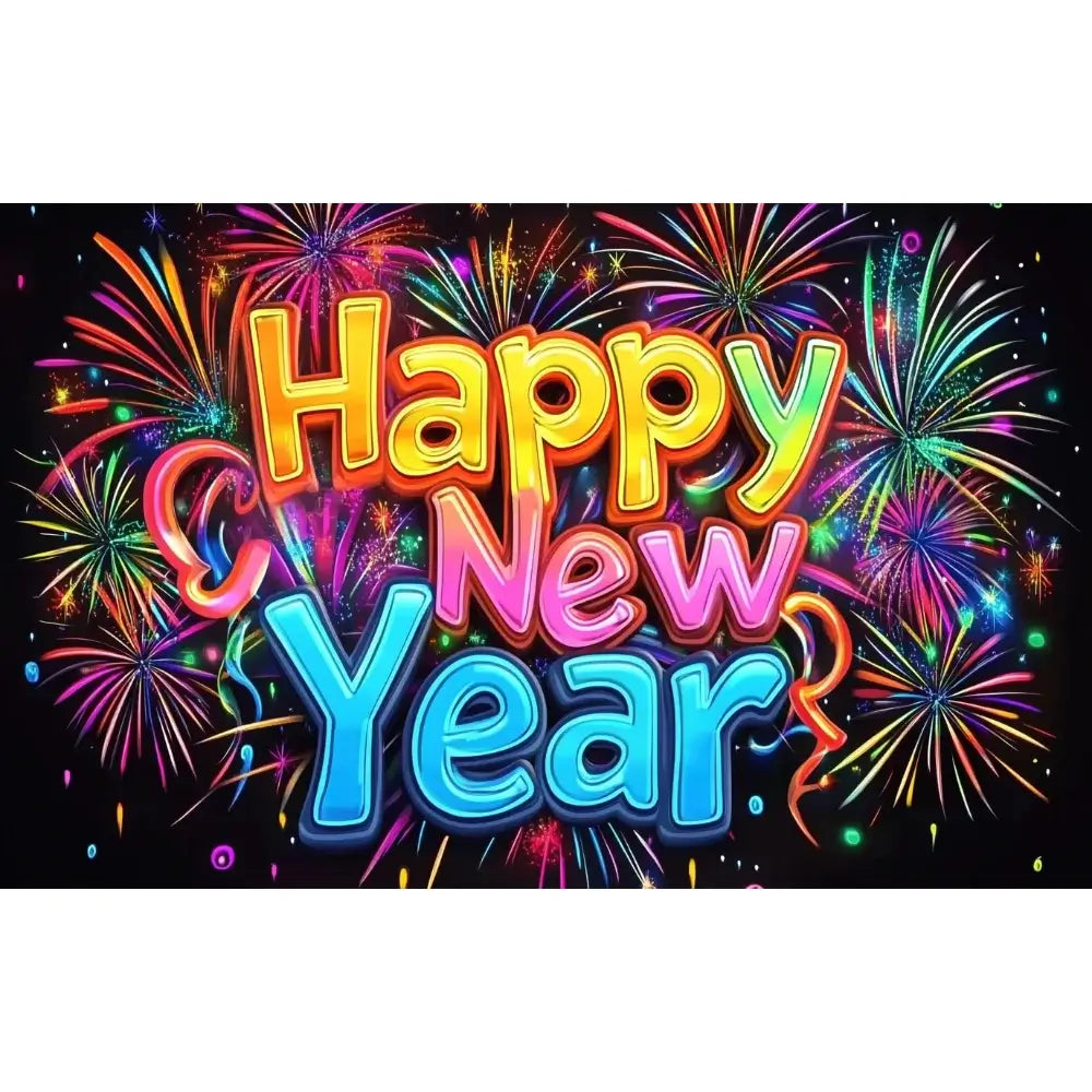 Happy New Year 2026 Photo Backdrop Banner - Party Background Decoration 180x110cm