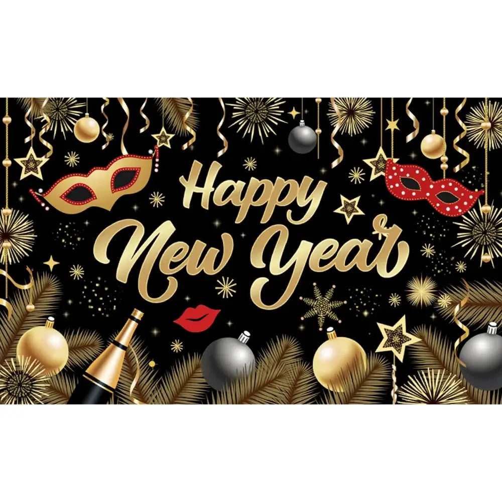 Happy New Year 2026 Photo Backdrop Banner - Party Background Decoration 180x110cm