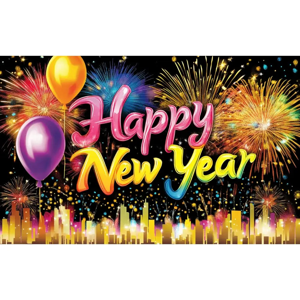 Happy New Year 2026 Photo Backdrop Banner - Party Background Decoration 180x110cm