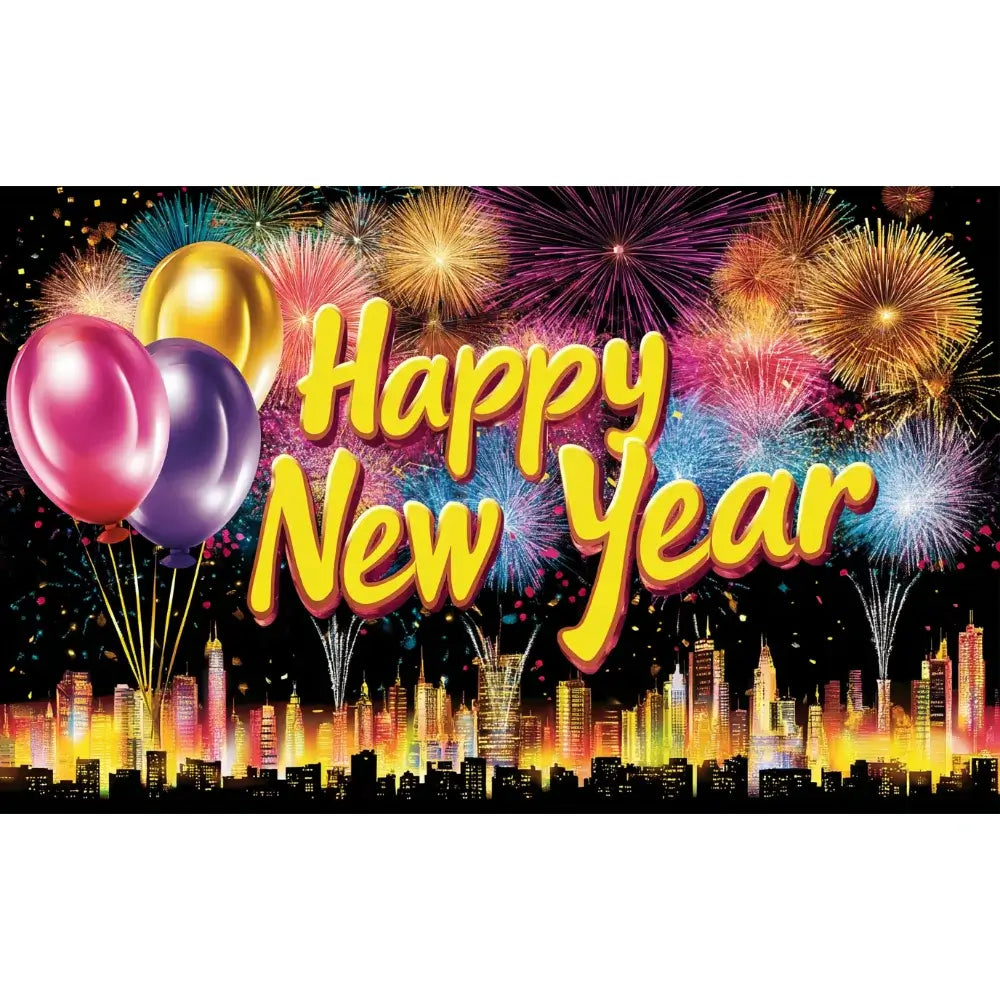 Happy New Year 2026 Photo Backdrop Banner - Party Background Decoration 180x110cm