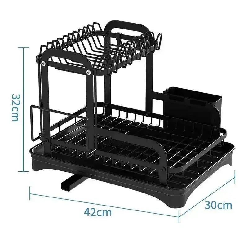 Kitchen Dish Storage Rack Multifunctional Countertop Organizer with Drainer for Bowls and Utensils Space Saving Home Essentials