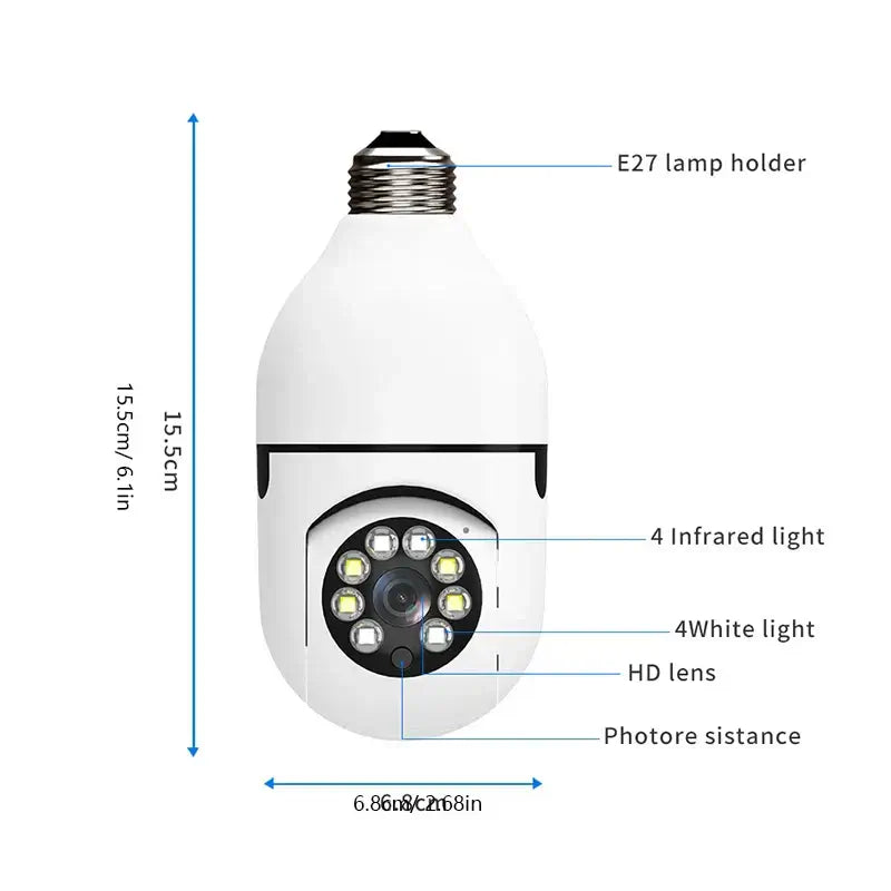 Lamp Bulb Camera 360° Swivelling Ip Camera 1080p Outdoor Waterproof Night Zoom