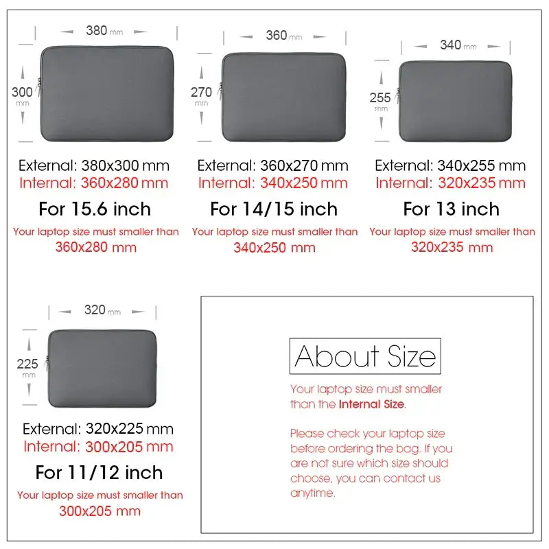 Laptop Sleeve 13-15.6 Inch - Protective Bag for MacBook Dell Lenovo