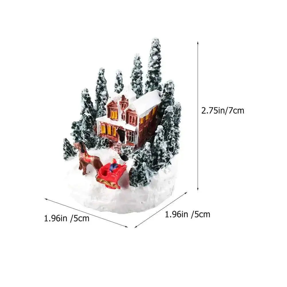 Lighted Christmas Village House - Miniature Figurine Centerpiece for Dining Table & Xmas Party Decor