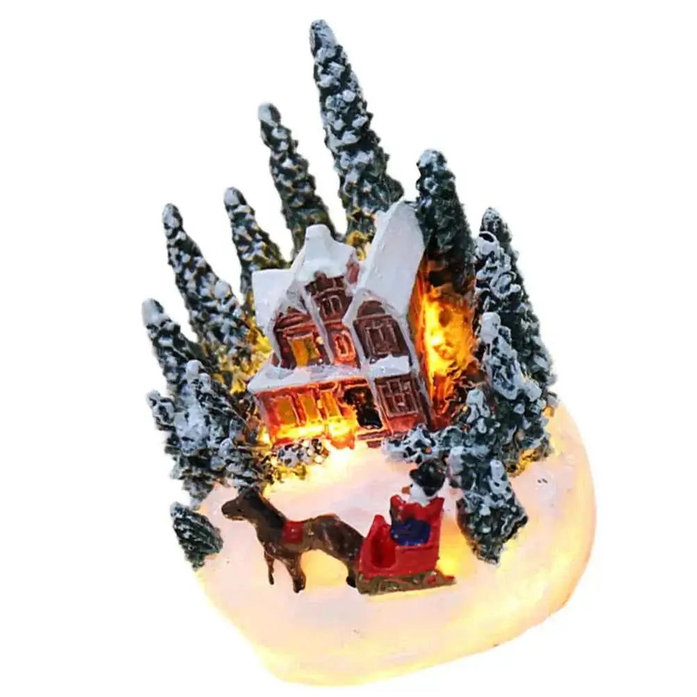 Lighted Christmas Village House - Miniature Figurine Centerpiece for Dining Table & Xmas Party Decor