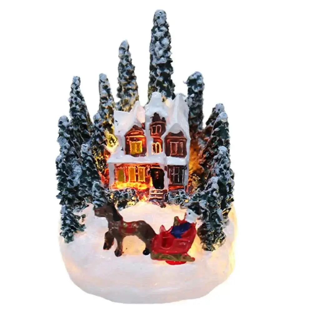 Lighted Christmas Village House - Miniature Figurine Centerpiece for Dining Table & Xmas Party Decor