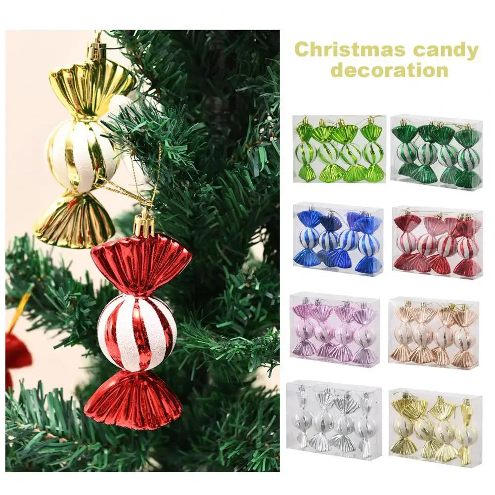 Lightweight Christmas Candy Ornaments - Colorful Glitter Decorations for Xmas Tree & Party Decor