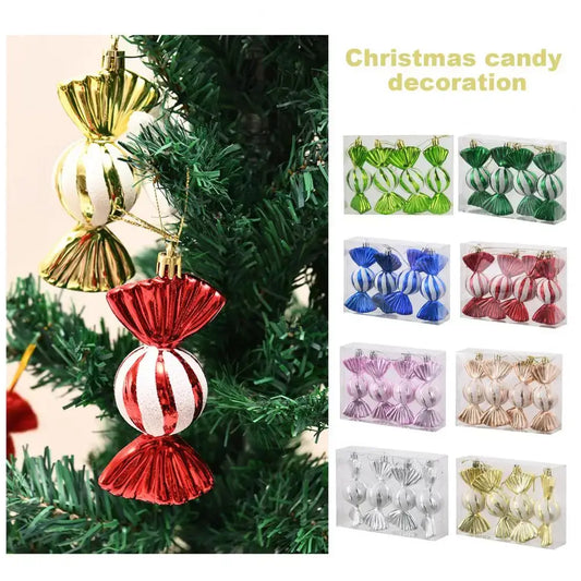 Lightweight Christmas Candy Ornaments - Colorful Glitter Decorations for Xmas Tree & Party Decor