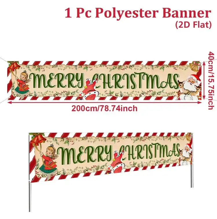 Merry Christmas Outdoor Banner - Home Decoration for Xmas 2025 & New Year 2026 Celebrations