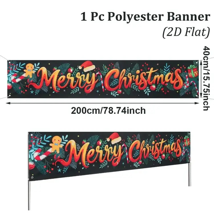 Merry Christmas Outdoor Banner - Home Decoration for Xmas 2025 & New Year 2026 Celebrations