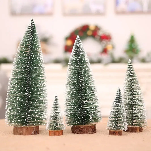 Mini Snow-Covered Christmas Tree - DIY Pine Ornament for Xmas Party & Winter Home Decor