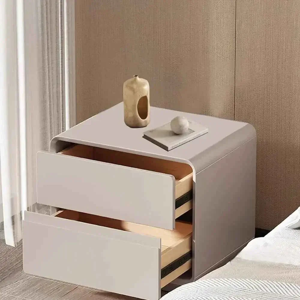 Minimalist Wood Nightstand with Storage Drawers - Modern Bedroom Furniture