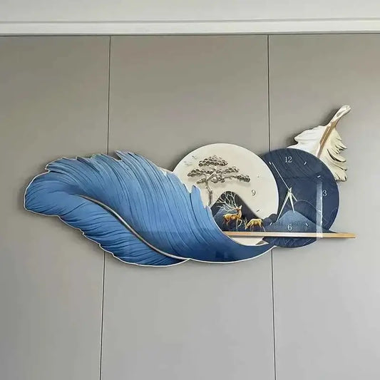 Modern Feather Wall Decor Deer Living Room Luxury Wall Accents Coffee Bar Art Home Mural Elegant Room Ornaments Accessories