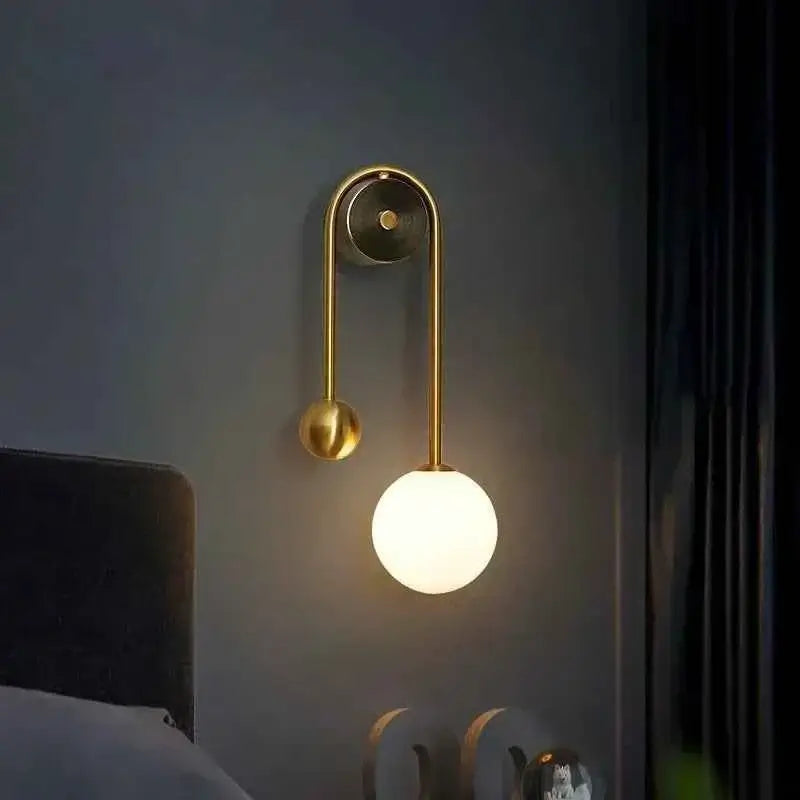 Modern Gold LED Wall Light - Glass Ball Bedside Sconce Lamp for Bedroom